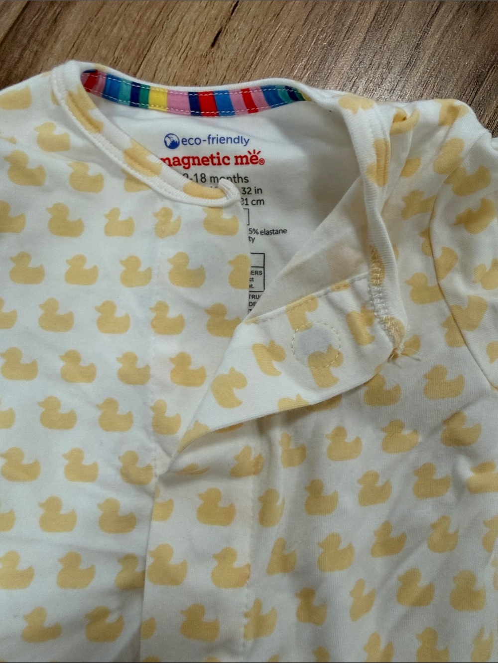 Yellow Duck Pattern Baby One-Piece Sleeper - Picture 4 of 4
